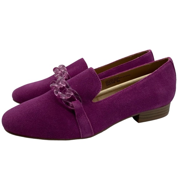 Violet & Red Leather Loafers Simone Fuschia Pink Leather Suede Slip On Size 6 - Picture 11 of 11